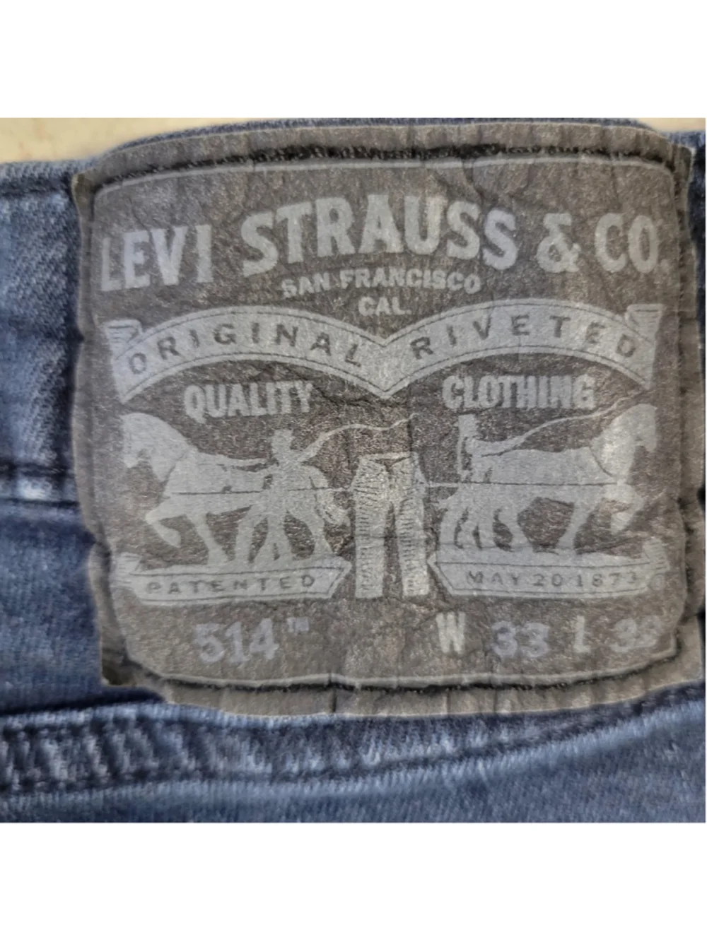 Levi's 514 Straight Cotton Elastane Blend Blue Jeans Men's Size 33/32 Pre-owned